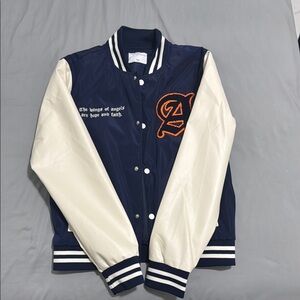 Navy and White Varsity Jacket